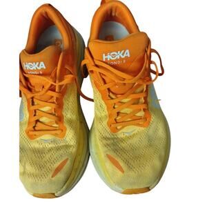 Hoka One Bondi 8 Shoes Mens Size 11.5D Running Athletic Sneakers Yellow Orange